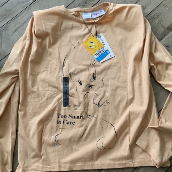 Zara Looney Tunes Long Sleeve Girls T-shirt Top Too Smart to Care NWT Size 13 14 - Picture 6 of 7